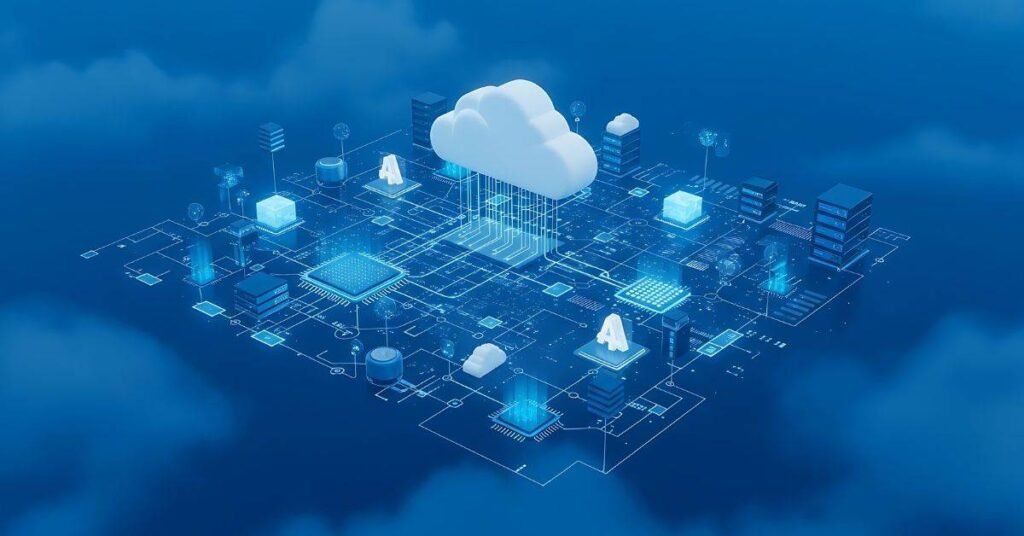 AI cloud data network system illustration